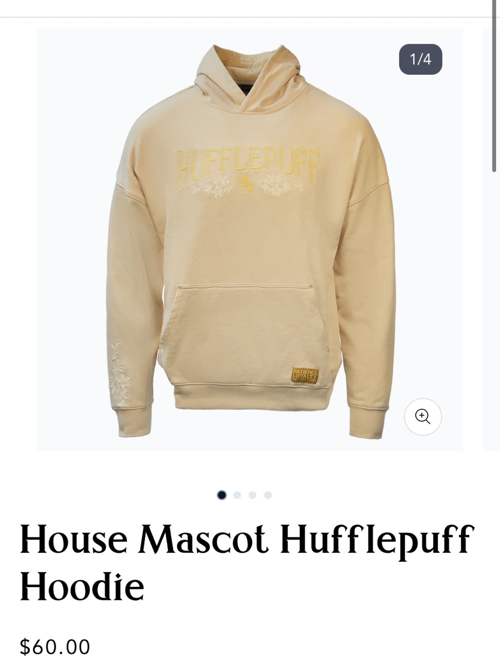 Harry Potter Hufflepuff Sweatshirt Hoodie with Yellow Embroidery
